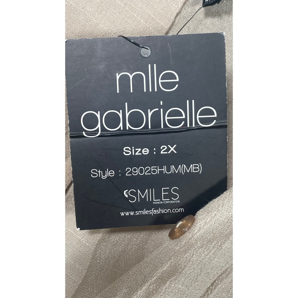 Mlle Gabrielle NWT Womens 2X Tan Sleeveless Button Down Shirt Dress High Low - Picture 4 of 13